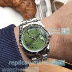 New Upgraded Rolex Day-Date Olive Green Dial Stainless Steel Replica Watch